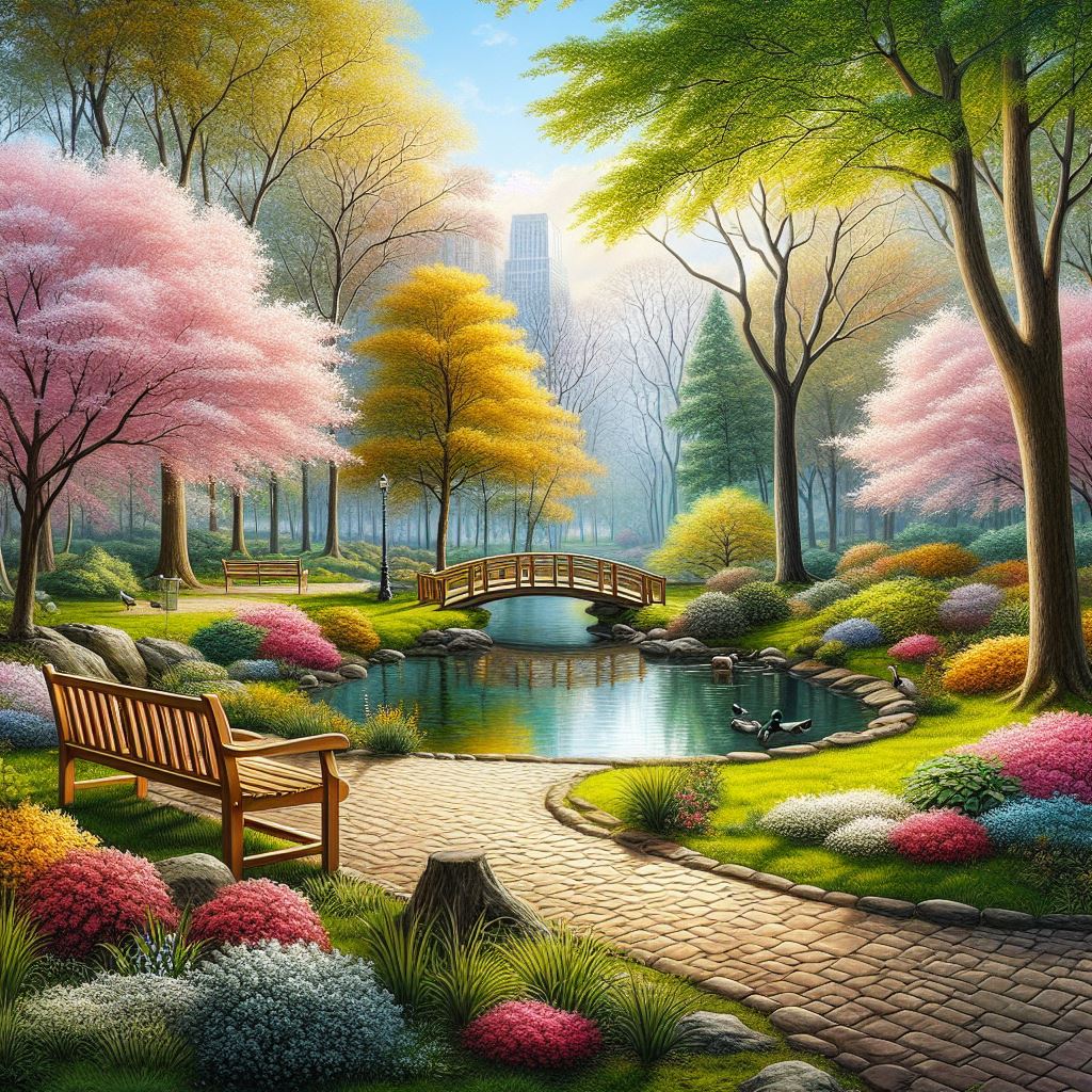 Springtime in the park metal print