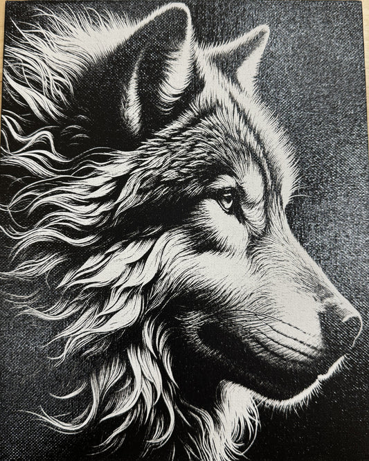 Laser on canvas-Wolf