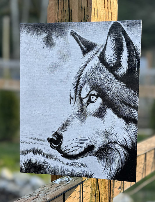 Laser on canvas Wolf