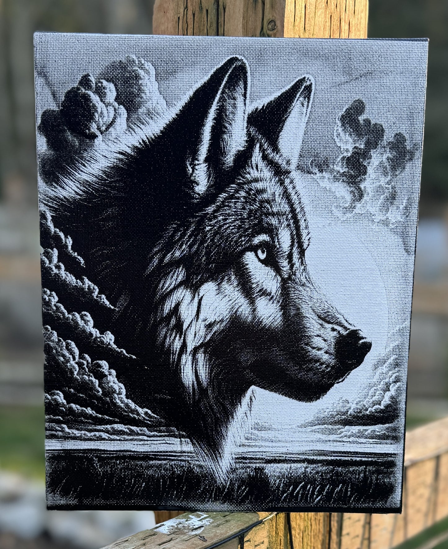 Laser on canvas Wolf