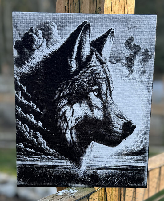 Laser on canvas Wolf