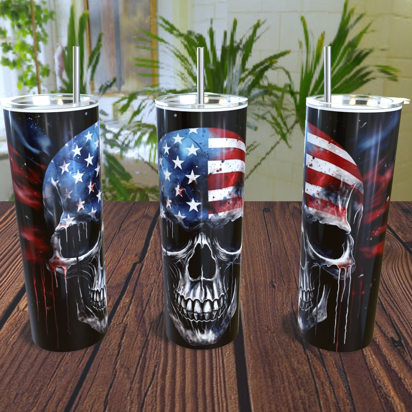 American flag skull 20oz or 30oz Hot/Cold